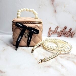 Authentic Chanel buttons and ribbon on jelly micro vanity bagnew, custom